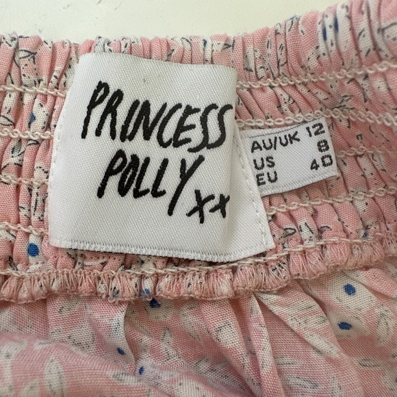 Princess Polly Mini Skirt Crop Top Matching Set Women 8 Pink White Floral Ruffle - Picture 9 of 12